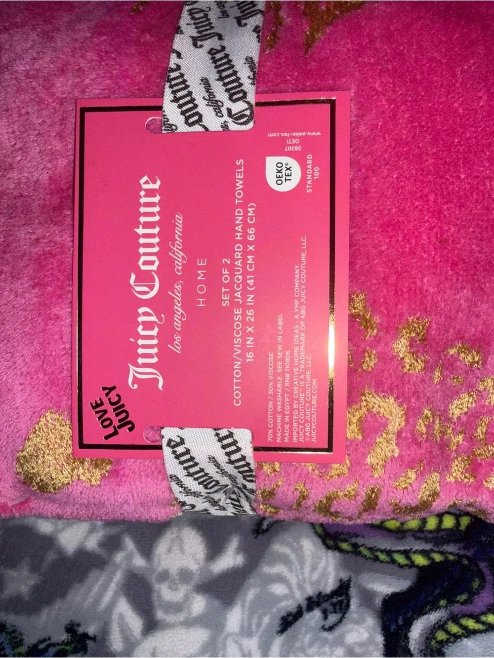 Juicy Couture Hot Pink Towels with Gold Accents